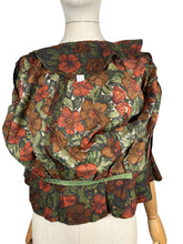 Load image into Gallery viewer, Original 1950's Cropped Cotton Jacket in Green, Brown and Rust Floral Print - Bust 34 35
