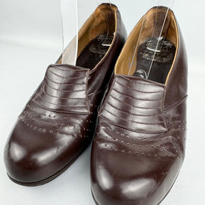 Original 1940’s Chocolate Brown Leather Shoes - UK Size 5 5.5