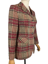 Load image into Gallery viewer, 1970’s Red, Brown and Cream Check Hacking Jacket - Bust 33 34
