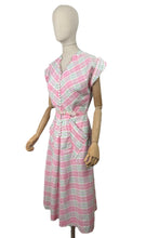 Load image into Gallery viewer, Original 1950's Penney's of Brentwood White, Pink, Blue and Green Plaid Belted Cotton Day Dress - Bust 38
