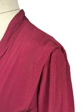 Load image into Gallery viewer, Original 1940's Burgundy Crepe Button Front Day Dress with Pockets by Tweencraft - Bust 34 35
