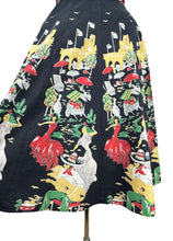 Load image into Gallery viewer, Original 1950&#39;s Black, Green and Red Novelty Print Spanish Flamenco Skirt - Waist 29 *

