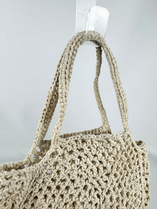 Original 1940's 1950's Ivory Coloured String Crochet Handbag