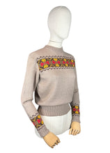 Load image into Gallery viewer, Reproduction 1950&#39;s Hand Knitted Fair Isle Long Sleeved Jumper in Pure Wool - Bust 36 38

