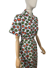 Load image into Gallery viewer, Original 1950&#39;s White, Orange, Green and Black Barkcloth Blouse and Skirt Suit - Bust 38 *
