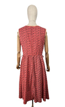 Load image into Gallery viewer, Original 1940&#39;s 1950&#39;s Dark Coral Pink Cotton Chore Dress with Black Print - Bust 37 38
