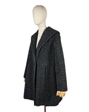 Load image into Gallery viewer, 1950’s Curly Black Astrakhan Swing Jacket with Shawl Collar - Bust 42 44
