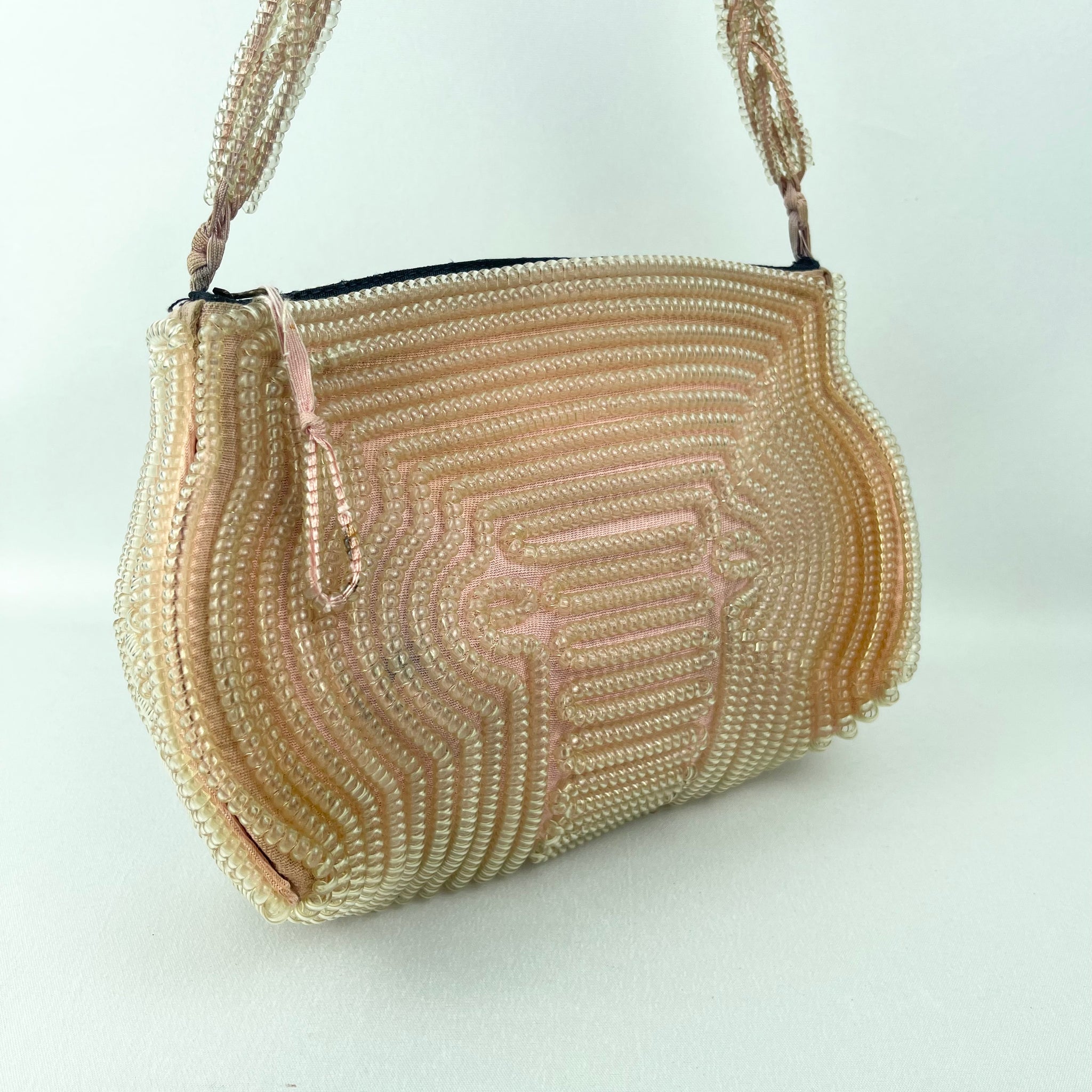 Original 1940's Clear and Pastel Pink Telephone Cord Handbag Original 1940's Clear and Pastel Pink Telephone Cord Handbag