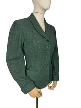 Load image into Gallery viewer, Original 1940&#39;s Green, Grey and Black Wool Tweed Jacket - Bust 38 40
