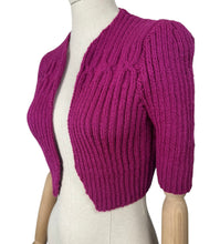 Load image into Gallery viewer, 1940&#39;s Reproduction Hand Knitted Bolero in Boysenberry Pink Acrylic - Bust 32 34 36 *
