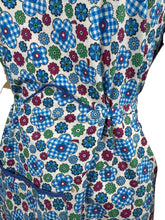 Load image into Gallery viewer, Original 1940's Blue, Pink, Green and White Floral Print Cotton Apron - Great Chore Dress - Would Make A Great Summer Dress - Bust 38 40
