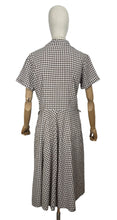 Load image into Gallery viewer, Vintage White and Brown Gingham Day Dress with Large Patch Pocket - Bust 37 38
