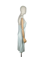 Load image into Gallery viewer, Original 1940’s CC41 Ice Blue Rayon Embroidered Slip by Prattis - Bust 34 36 *
