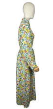 Load image into Gallery viewer, Original 1940's Bright Floral Cotton Hostess Dress in Red, Blue, Pink, Green and White - Housecoat - Bust 38 40 *
