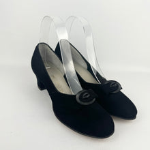 Load image into Gallery viewer, Original 1950&#39;s Black Suede Red Cross Court Shoes - Deadstock - Narrow UK 4 *
