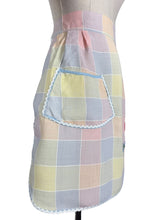 Load image into Gallery viewer, Original 1940's 1950's Check Apron in Pastel Shades - Embroidered and with Ric-rac Trim
