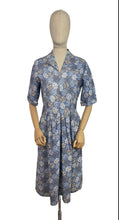 Load image into Gallery viewer, Original 1940&#39;s CC41 Heavy Linen Day Dress in Blue, Black and White - Bust 34
