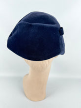 Load image into Gallery viewer, Original 1950&#39;s Dark Blue Fur Felt Hat with Bead and Sequin Trim *
