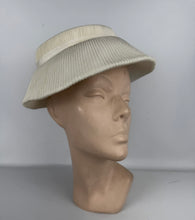 Load image into Gallery viewer, Original 1950&#39;s White Pleated Summer hat by Jacoll with Bow Trim *
