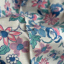 Load image into Gallery viewer, Original 1940&#39;s 1950&#39;s Floral Linen White, Blue, Green and Pink Tootal Brand Dressmaking Fabric - 35&quot; x 66&quot;
