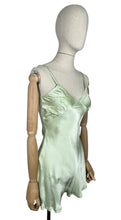 Load image into Gallery viewer, Original 1940’s CC41 Spring Green Satin Step In with Embroidery - Bust 34” *
