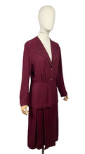 Load image into Gallery viewer, Stunning Original 1940&#39;s Burgundy Two Piece Crepe Suit with Soutache and Trapunto Quilting - Bust 40 42
