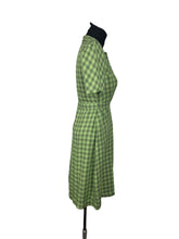 Load image into Gallery viewer, Original 1930's or 1940's Petite Fit Green and Grey Check Fine Wool Belted Day Dress - Bust 32 33
