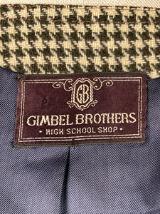 Original 1940’s Gimbel Brothers Black and White Check Jacket - Bust 36 38