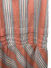 Load image into Gallery viewer, Original 1920&#39;s Volup Stripe Cotton and Lace Dress in White, Black and Orange - Bust 46
