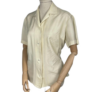 Original 1940's 1950's Pure Silk Blouse with Pin Tuck Detail - Bust 40" *