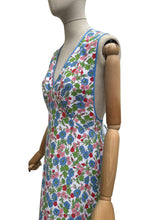 Load image into Gallery viewer, Original 1940's Hawkins of Preston Apron - Blue, Red, Green and Pink Floral - Bust 34 36
