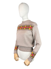 Load image into Gallery viewer, Reproduction 1950&#39;s Hand Knitted Fair Isle Long Sleeved Jumper in Pure Wool - Bust 36 38
