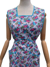 Load image into Gallery viewer, Original 1940's Blue, Pink and White Floral Print Cotton Apron - Great Chore Dress - Would Make A Great Summer Dress - Bust 36 38
