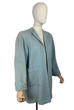 Load image into Gallery viewer, Original 1940&#39;s Wool Jacket in Soft Blue with Studded Cuffs and Pockets - Bust 36 38
