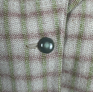 Original 1940's Green and Burgundy Check Wool Suit by Dorchester - Bust 38 40