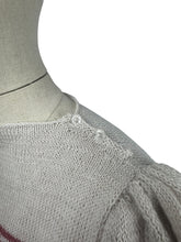 Load image into Gallery viewer, Reproduction 1940&#39;s Striped Jumper in Strawberry Pink and White Fog with Full Puff Sleeves - Bust 38 40 *

