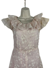 Load image into Gallery viewer, Original 1930&#39;s Pale Pink and White Full Length Evening Dress with Ruffle Trim - Bust 32
