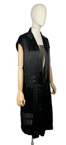 Original 1920’s Black Silk Dress with Fabulous Gold Lame Slip - Bust 32 *