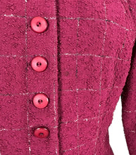 Load image into Gallery viewer, Original 1940's Salta New York Burgundy Boucle Wool Suit in Burgundy, Black and White Check - Bust 40
