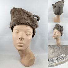 Load image into Gallery viewer, Original 1930's Marshall &amp; Snelgrove Grey Felt High Hat with Rabbit Fur Trim
