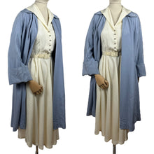 Load image into Gallery viewer, Original 1950&#39;s Ice Blue Grosgrain Edge to Edge Coat - Bust 36 38 40
