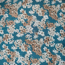 Load image into Gallery viewer, Original 1940&#39;s Fine Crepe Blue, Brown, Black and Tan Dressmaking Fabric - 34&quot; x 96&quot;
