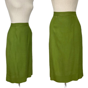 Original 1940's Green Lightweight Linen Skirt - Waist 28"