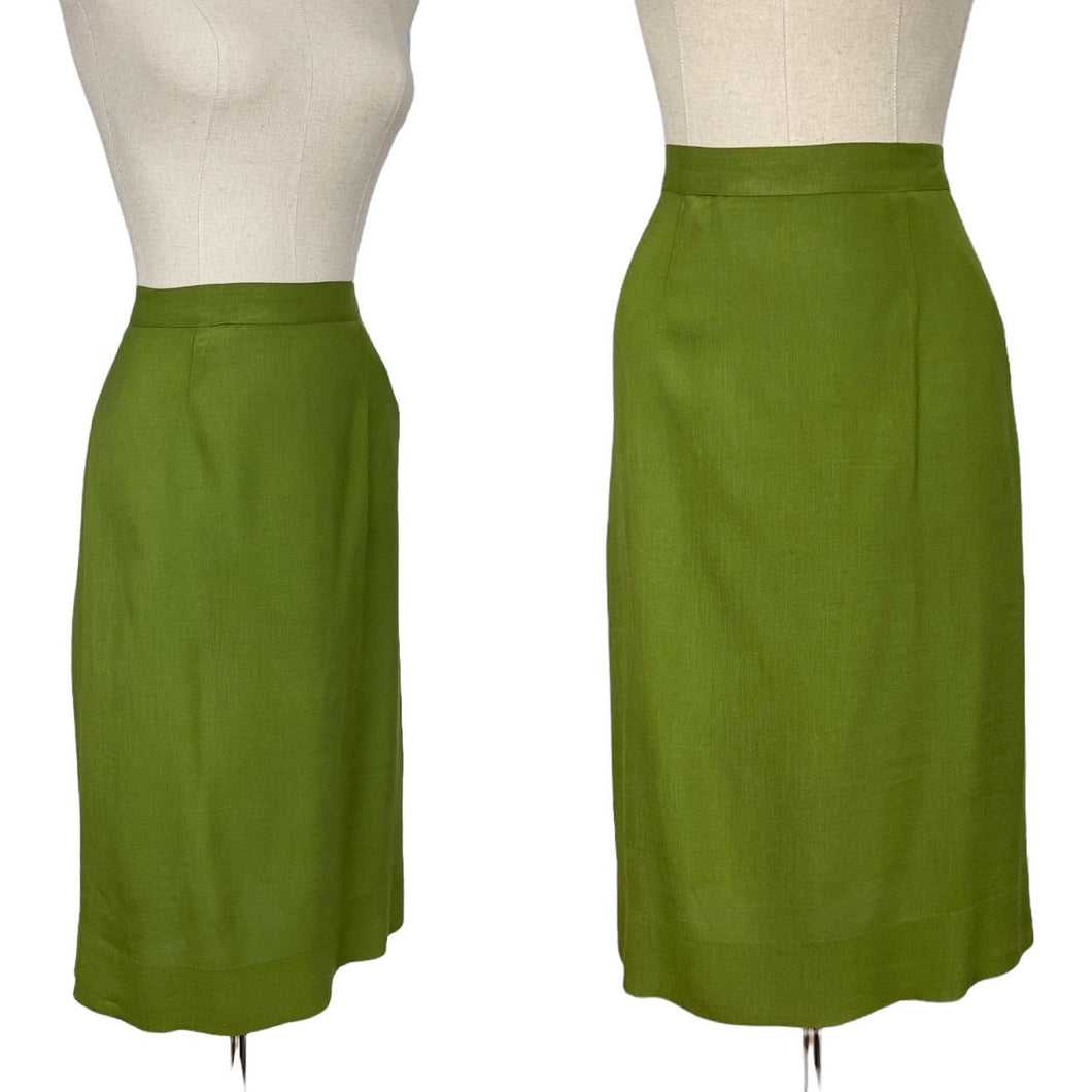 Original 1940's Green Lightweight Linen Skirt - Waist 28