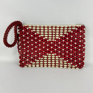 Original 1930's Red and White Wooden Beaded Czechoslovakian Bag