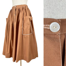 Load image into Gallery viewer, Original 1940&#39;s 1950&#39;s Brown Cotton Skirt by GOR-RAY - Waist 26 27
