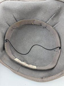 Original 1930's Grey Felt French Hat with Velvet Ribbon Trim by 'Suzanne Le Meunier'