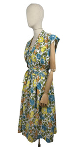 Original 1950's Floral Cotton Belted Summer Dress with Matching Bolero - Bust 34 35 36 *