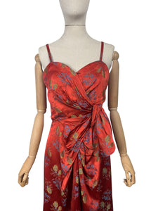 Original 1950's Flame Red Evening Dress by Lee Delman - Bust 38 39