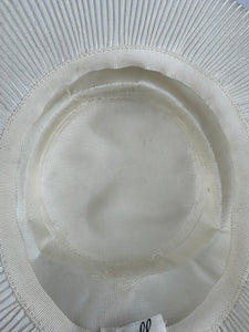 Original 1950's White Pleated Summer hat by Jacoll with Bow Trim *